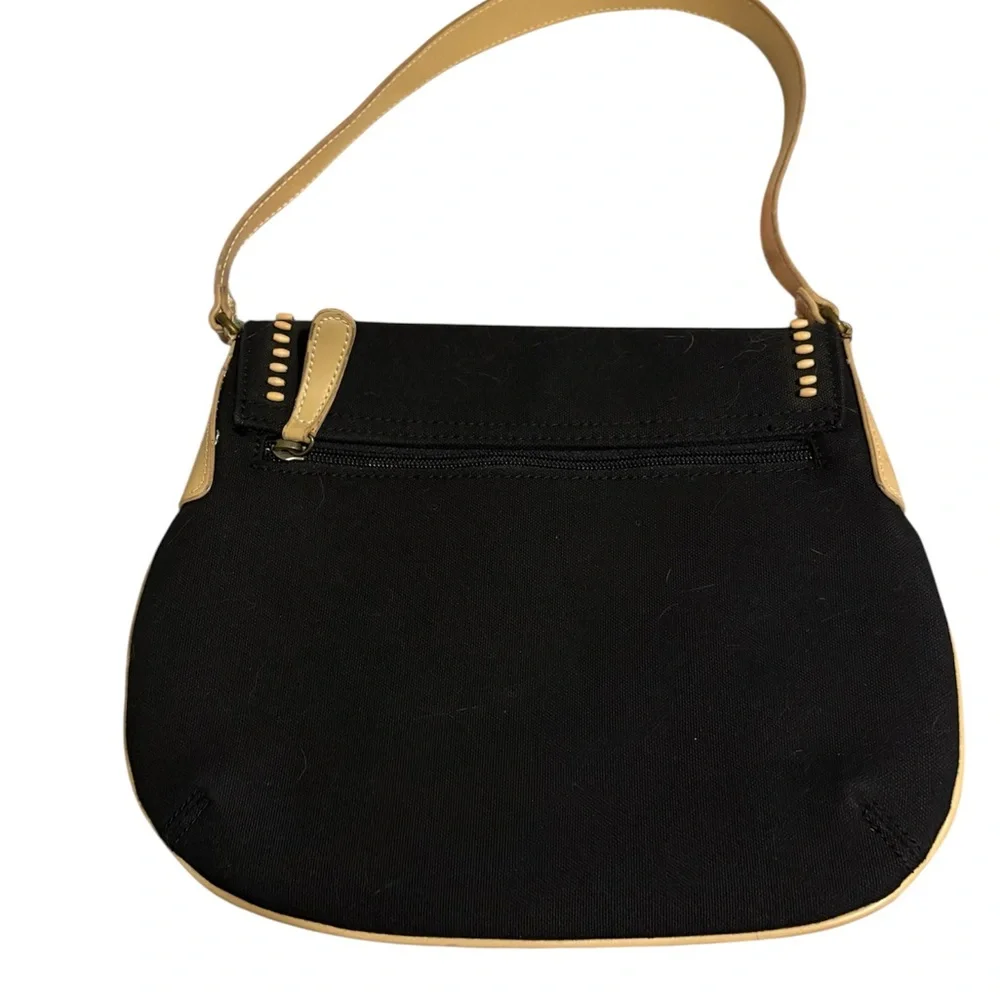 Vintage Liz Claiborne black canvas and wood bead shoulder bag. Brand new wo tags - Picture 2 of 4